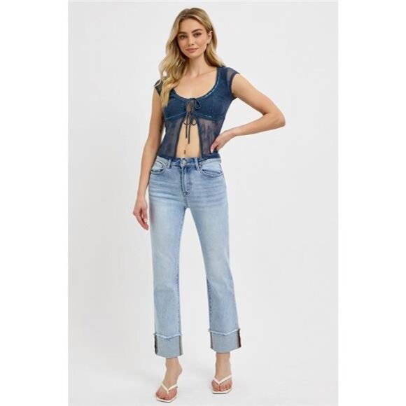 ✨NWT‎ RISEN High Rise Straight Cuffed Relaxed Jeans - Picture 6 of 6